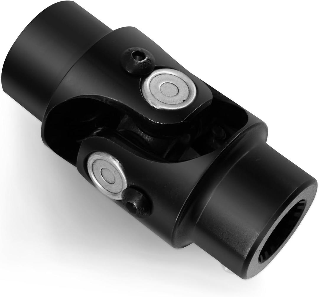 3/4" 20 Spline X 3/4" Round Steering Shaft U Joint Single Black Universal Joint Coupling (3-1/4" Overall Length)
