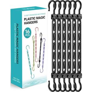 Space Saving Hangers for 96 Clothes, Reinforced Collapsible Hangers with 360 Swivel Hook, Hanger Hooks Space Saver for Closet Organizers and Storage, Dorm Room Essentials, Fully Assembled, Black