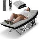 HABUTWAY Camping Cot, Portable Camping Cot for Adult, 28" Wide Sleeping Cot Max Load 600LBS with Thick Mattress and Carry Bag, Portable Camping Bed for Outdoor Camping/Office, Home Nap (Black+ grey)