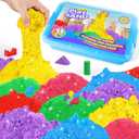 AtMini Play Sand for Kids, 11lbs of 6 Colored Sands, Magic Sand Bulk, Play Sand for Sandbox Sensory Sand Kit for Boys and Girls (Blue Tray)