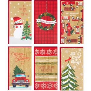 Hallmark Christmas Gift Card Holders or Money Holders Assortment, Rustic (36 Cards with Envelopes)