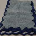 ORTIGIA Small Blue Scalloped Bath Mat, Cute Plush Microfiber Scallop Bathroom Rugs Non Slip Washable Quick Dry Absorbent, Bathmat Carpet for Shower Stall Vanities Kitchen Floor Entrance, 17x24