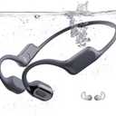 Dnniakm Swimming Headphones, Bone Conduction Headphones Bluetooth 5.4, IPX8 Waterproof with 32GB MP3 Player, Open Earphones with Safelight, Underwater Headphone for Swimming, Night Running, Cycling