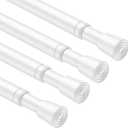 4PCS Small Tension Curtain Rod 27 to 46 Inch,White Short Curtain Rods No Drilling,Loaded Expandable Spring Curtain Rods for Windows Kitchen,Closet,Cupboard,Door,Bookshelf