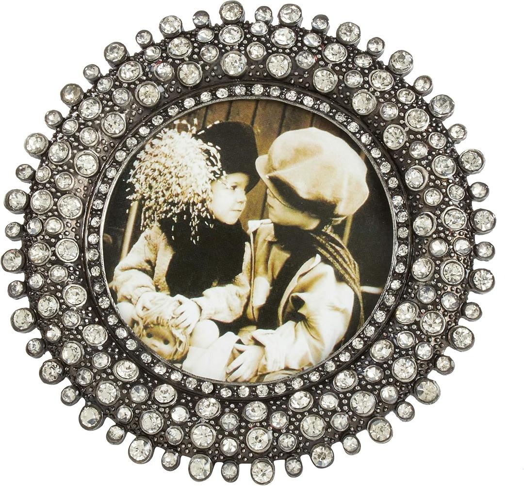 SARO LIFESTYLE Round Jeweled Photo Frame