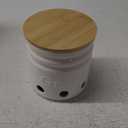 Garlic Keeper for Counter - Garlic Holder with Bamboo Lid,Garlic Container to Keep Your Garlic Cloves Fresh Longer,Large Ceramic Garlic Storage for Kitchen