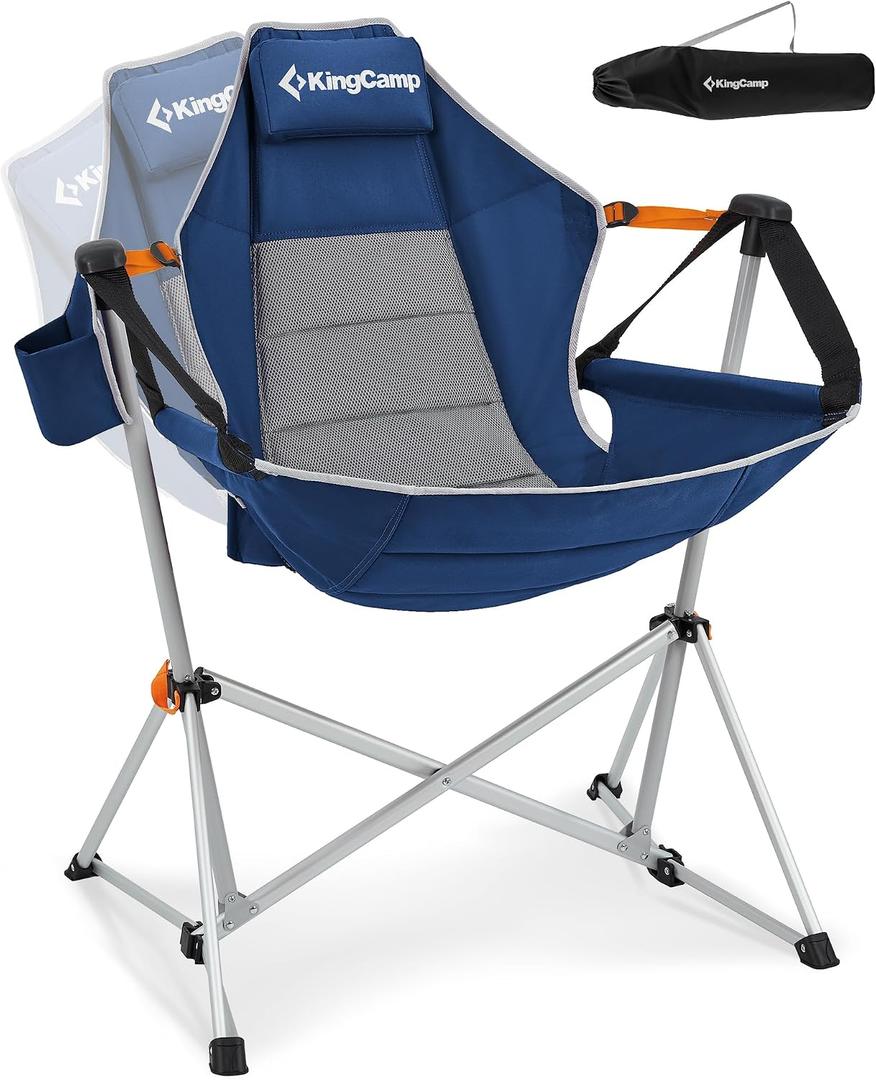 KingCamp Hammock Camping Chair, Swinging Portable Camp Chairs for Adults, 400lbs Heavy Duty Oversized Folding Rocking Chair with Adjustable Recline, Aluminum Alloy Frame for Outdoor Patio Beach Sport