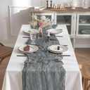 2 Pack 10 Ft Cheesecloth Table Runner Grey Gauze Long Table Runners Boho Gauze Cheese Cloth Table Runner Rustic Sheer Runner for Wedding Party Table Decor ( 35 x 120 Inch )