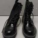 ICHIGO Women’s Fashion Ankle Booties Causal 8-Eye Side Zipper Lace-up Combat Boots, 8.5