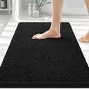 Smiry Luxury Chenille Bathroom Rugs 36x24, Extra Soft and Absorbent Shaggy Bath Mat, Machine Washable, Non-Slip Plush Carpet Runner for Tub, Shower, and Floor, Home Decor Accessories, Black
