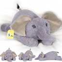 PEACH CAT 25.6 inch 5 lbs Elephant Weighted Stuffed Animals Realistic Elephant Plush Large Plushies Toys Body Pillow Gifts for Kids Adults