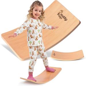 NUTTY TOYS Montessori Wooden Wobble Board for Kids & Adults -100% Natural Wood Balance Board, Waldorf Toddler Balancing Toy, Unique Boy Girl Open Ended Toy Best Valentines Day & Easter Gifts Idea 2026 (Mini)