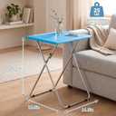 2 x Folding TV Tray Set of 2, Foldable TV Dinner Tray Table, Snack Side Table, Small TV Trays for Living Room, Small Spaces (Blue), 2PCS
