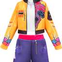 Girls Cosplay Costume,  Kids Lining Jacket Shorts 3PCS Uniform Outfits with Wig (5-6 years (120))