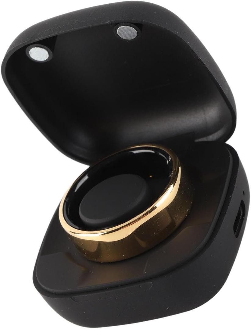 Smart Ring, Fitness Tracking Smart Ring with Charging Case, IPX8 Health Rings for Women and Men for Monitoring Remote Care (13#) (Gold)