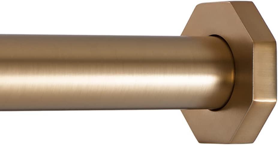 Ivilon Tension Curtain Rod - Hexagonal Spring Tension Rod for Windows or Shower, 36 to 54 Inch, Warm Gold