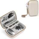 Digital Camera Case Fit for KODAK PIXPRO FZ45/FZ55/ CAMKORY/STUOGYUM DC402-AF/Canon IXUS, Storage Travel Carry Case with 3 SD Card Slots for Camera, Batteries, SD Card, Beige