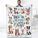 Dogs Throw Blanket, Funny Whimsical and Happy Faces of Puppies Animal Love Pets Throw Blanket 50"x60"
