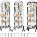 Urban Deco 3 Pack 2.2'x6.2' FT Gridwall Panel Display Stands with 24 Hooks