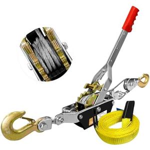 SENKEYFE Come Along Winch Heavy Duty, 10FT 2T Come Along Pulling Tool 2 Gears 2 Hooks, Cable Winch Puller, Come Along Power Puller Ratchet Tool for Construction Automotive Farm Fences (with Straps)