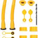 2 Pack Gas Can Spout Replacement Kit, Upgraded Leakproof Flexible Nozzles for 1/2/5/10 Gal Oil Cans, Fuel Can Spout Replacement with Vent Caps, Rubber Pad, Drill Bits