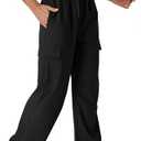 keriffe Women's Cargo Pants Quick Dry Lightweight Water-Resistant Hiking Pants Elastic High Waisted Drawstring 4 Pockets XL