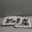 Artsbay Grey Skeleton Wall Art Skull and Rose Pictures Paintings Rustic Gothic Home Decor for Living Room Bedroom Bathroom 12" x 12" x 3PCS