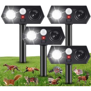 Sonic Racoon Fortress Pro IP65 Solar Ultrasonic Animal Repellent Outdoor Deer Repellent Devices Cat Deterrent Deer Alarms for Gardens with Motion Sensor&Light Rabbit Squirrel Skunk Dog Repeller(4)
