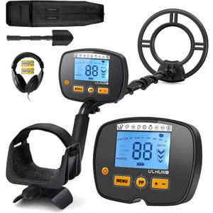 Upgraded Metal Detector for Adults, Easy to Use Higher Accuracy Metal Detector Advanced DSP Chip with 12'' Detection Depth Lightweight Waterproof for Beach Yard (Dark Gray Black)