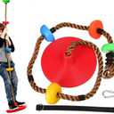 Tree Swing for Kids - Heavy Duty Climbing Rope with Disc Swing Seat for Boys Girls Teens Indoor Outdoor Activity,Colorful Playground Backyard Accessory,Including Carabiner & Hanging Strap