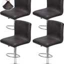 FUANGUI Bar Stool Covers Set of 4, Faux Leather Looking Stretch Bar Stool Chair Cover Slipcovers, Counter Stool Bar Chair Covers for Kitchen Pub Dining Room Retro Style Home Deco- Black