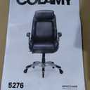 COLAMY Office Ergonomic Desk High Back Executive Chair with Pop-Out Lumbar Support, Upgraded Casters, Adjustable Headrest, Flip-Up Arms, Leather Home with Thick Cushion - Khaki