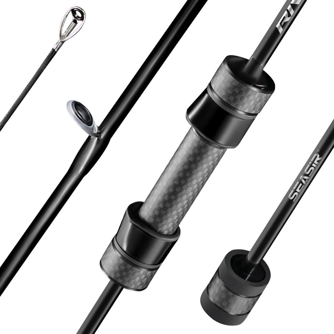 SEASIR Riveria Ultralight Fishing Rod, BFS Spinning Baitcasting Rod, 40T Carbon Fiber Baitcaster Rod, 10 Piece Casting Rod for Freshwater Bass Trout, Fuji O Ring Guide, EVA Handle, Fast, Black, RiveriaS662-UL-F