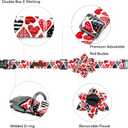 Lionheart glory Valentine's Day Dog Collar-Red Hearts Print Dog Collar with Flower for Small Dogs Spring Pink Cute Dog Bow Collars Female Puppy Collar Flowers Pet Gift