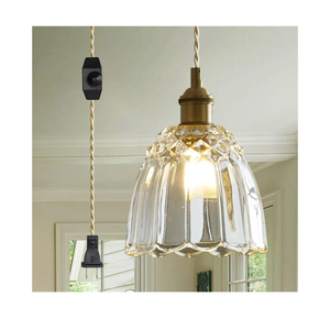 9.84ft Plug in Glass Pendant Light Fixture, Vintage Dimmable Pendant Lights for Kitchen Island Bedside Bathroom Dining Room