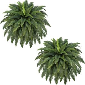 FOREST PRINCE 42" Artificial Boston Ferns, Bush Plants 2 Pack for Outdoors