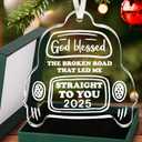 First Christmas Glass Ornament for Newlyweds 2025, "God Blessed The Broken Road That Led Me Straight to You, Personalized Wedding & Engagement Keepsake Gifts for Couples  Christmas Tree Decorations