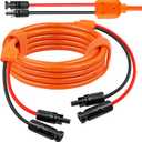 Solar Panel Extension Cable 15FT - MOOKEERF 10AWG+14AWG Solar Wire with Female & Male IP68 Waterproof Connector for RV, Photovoltaic Systems, Home, Boat, Solar Panels, Car
