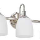 3-Light Polished Nickel Bathroom Vanity Light Fixtures Over Mirror, Vintage Vanity Lights for Living Room, Milk White Glass Shades, Standard E26 Base