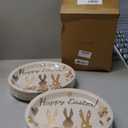 Nitial 100 Count Easter Paper Plates Bulk Oval Disposable Platter 11 x 9 Disposable Religious Easter Plate Serving Dish for Candy Cookie Dessert Holiday Party Supplies(Bunny)
