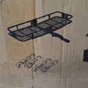 MeeFar Folding Hitch Mount Cargo Carrier Basket 60" X 20" X 6"+Waterproof Cargo Bag 16 Cubic Feet(58" 19" 24"),Hauling Weight Capacity of 500 Lbs and A Folding Arm.with Hitch Stabilizer,Net and Straps