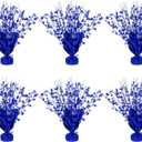 6 Pack Metallic Foil Spary Centerpieces for Tables, Blue Centerpieces for Tables Decorations, Star Brust Table Centerpieces for Birthday Graduation Wedding Baby Shower Party