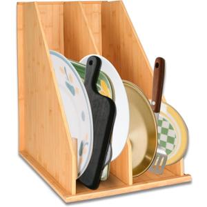 Cookie Sheet Organizer for Cabinet, Cabinet Dividers for Baking Sheets, Bamboo Tray Dividers for Cabinets Store Sheet Pan, Bakeware, Cutting Board and Kitchen Documents