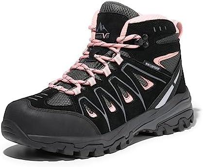 NORTIV 8 Women's Hiking Boots, Size 8.5W, Black/ Pink, SNHB211W-W