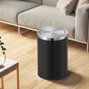 Mbillion Small Trash Can with Swing Lid 2.4 Gallons/9 Liter, Mini Trash Can with lid, Stainless Steel Cylindrical Garbage Can for Home and Office Bathroom Bedroom, for Ground and Desktop(Black)