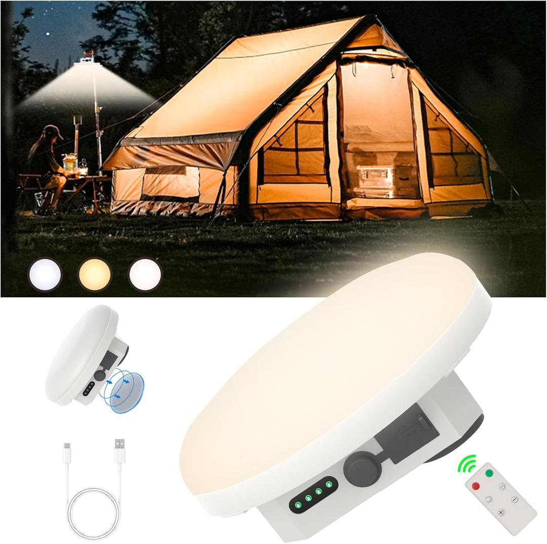 Camping Tent Light LED Rechargeable Portable Hanging Lantern with Remote,IPX5 Waterproof Outdoor Lights with Battery Power, Camp Lamp Light for Glamping Indoor Outages Car Repair (30W Max(Remote))