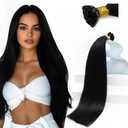 Sunny Hair Flat Tip Hair Extensions Real Human Hair 20 inch Jet Black Keratin Tips Hair Extensions Ktip Remy Human Hair Thick End 50g