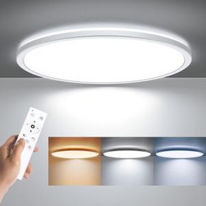BLNAN LED Flush Mount Ceiling Light with Remote Control, 15.4 Inch 36W 3000K-6500K Dimmable Ultra Thin Low Profile Wired Ceiling Lamp with Night Light for Living Room Bedroom Kitchen (White)