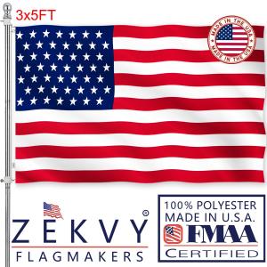 American US Flag 3x5 Outdoor Made in USA - Double Sided Heavy Duty Vivid Color United States Flag with 2 Brass Grommet