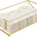 Livabber Guest Napkin Holder, Metal Bathroom Paper Hand Towel Storage Modern Napkin Tray Caddy for Countertop, Table Kitchen, Dinning Room (Gold, Metal Base)